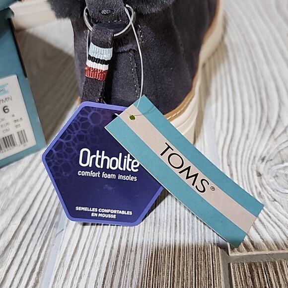 TOMS Paxton Forged Iron Grey Suede/Faux Fur Sneaker, Ankle Boot, Women's 6, NIB - Picture 12 of 14